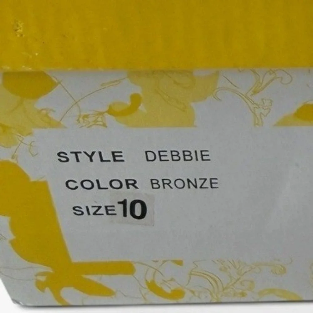 Yellow Box Debbie Wedge Sandals Womens 10 Bronze Woven Rhinestone Buckle New